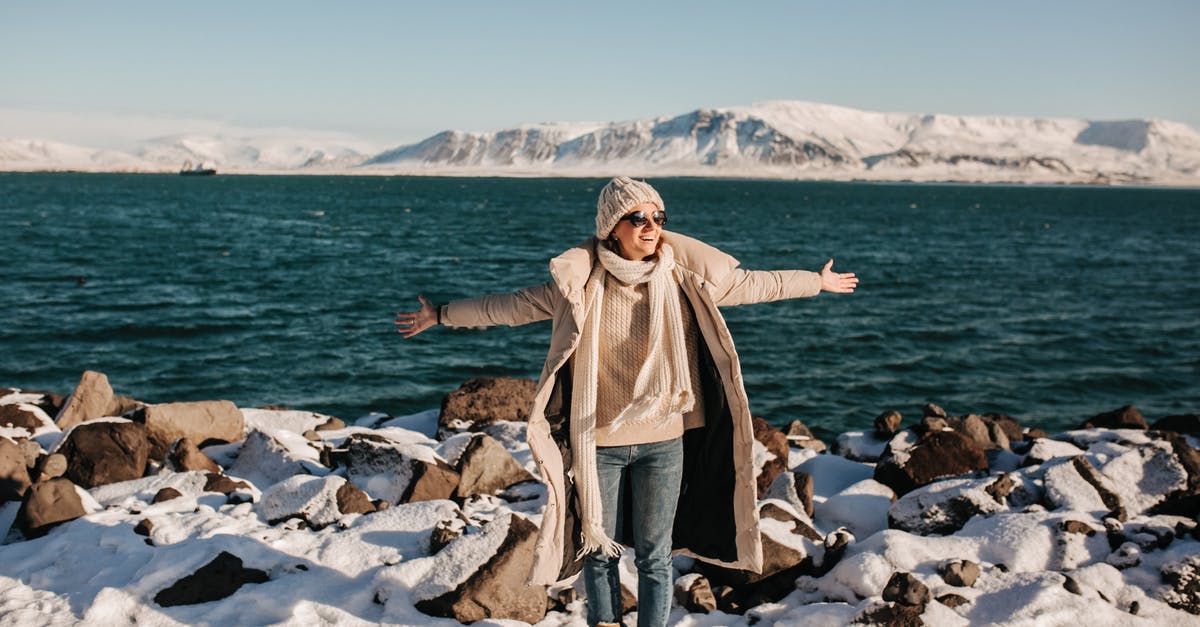 How to get to iceland without flying? - Woman in Gray Hoodie Standing on Rocky Shore