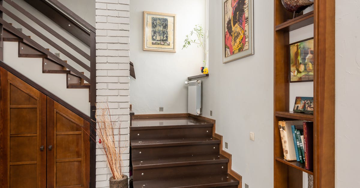 How to post a picture card? - Staircase with wooden steps in apartment