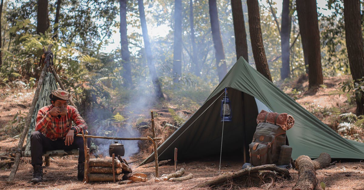 How to survive a timeshare promotional trip? - Hiker resting near fire and tent during travelling