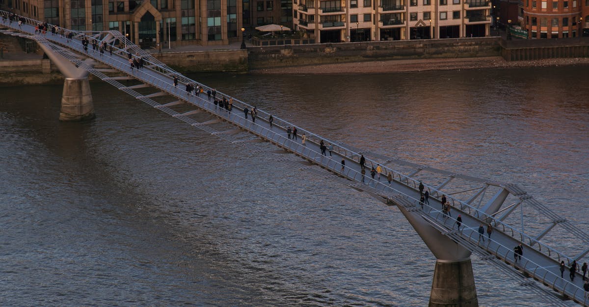 If arriving at Heathrow from a non-exempt country, what are the options for getting from the airport to your quarantine location in London? - Millennium bridge over rippling river