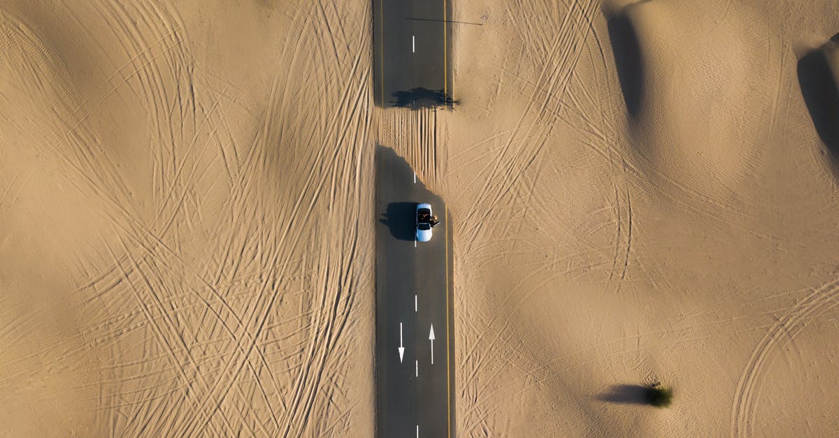 In Rio de Janeiro, which lane should I be using when biking and there's a bus-only lane? - Bird's Eye Photography of Road in Middle of Dessert
