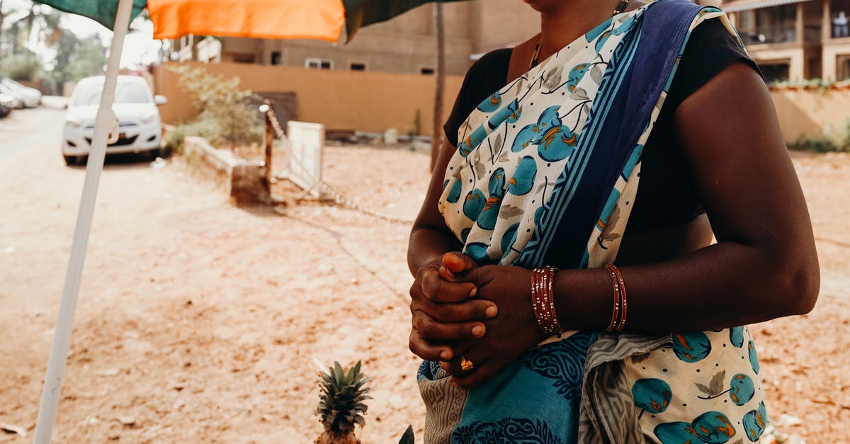 Indian passport threads coming off, India travel in 2 weeks - Woman in Blue and White Floral Sleeveless Dress Holding Pineapple Fruit