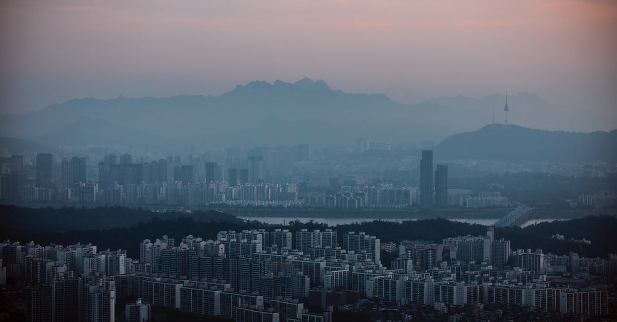 Indonesian Passport transiting Seoul to LA - Aerial View of City Buildings