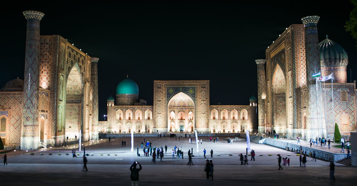 Interested in visiting Uzbekistan - People Walking Around the Famous Registan in Samarkand during Nighttime