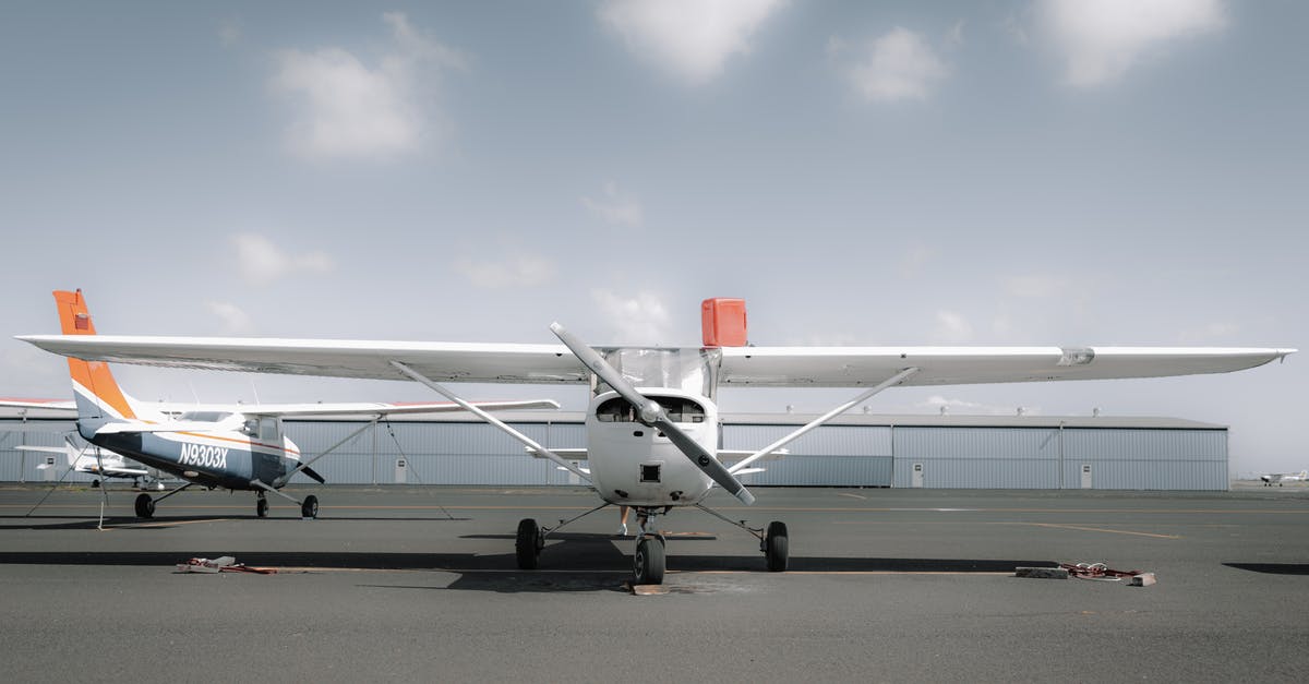 International flight - Changing airport and airline in New york - Contemporary high wing airplane parked near airport on sunny day