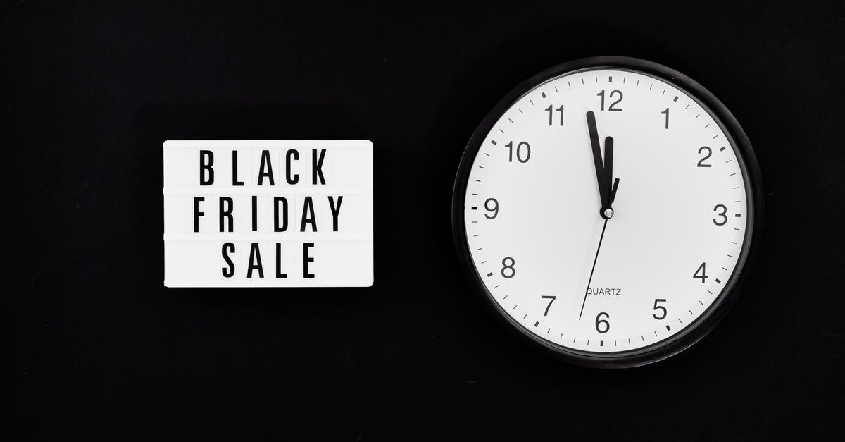 Is a 50 minute connecting time through Helsinki possible? - A Black Friday Sale Signage Beside a Black and White Round Analog Wall Clock