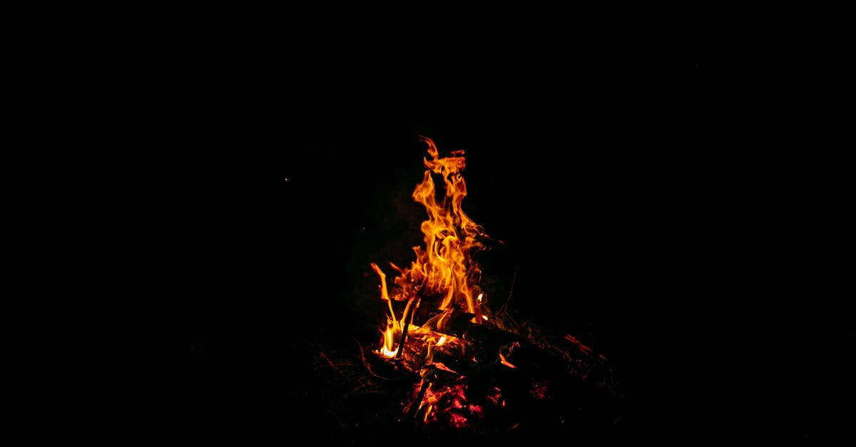 Is it dangerous to camp in western Ukraine? - Powerful orange flames of burning bonfire on ground in dark forest at night