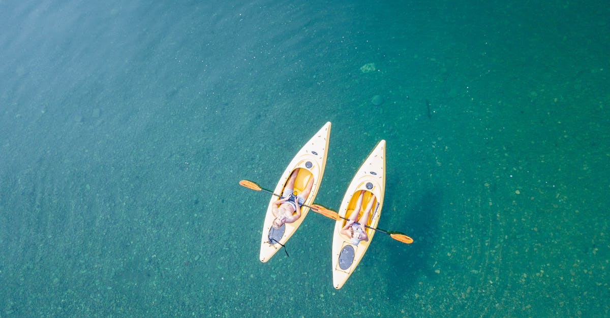 Is it possible to rent a kayak at Paros without guide? - Bird's Eye View of Two People Canoeing on Body of Water