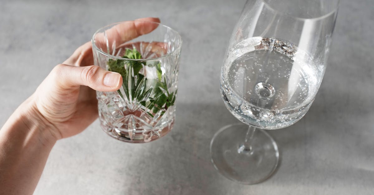Is it safe to drink the water from the fountains found all over the older parts of Rome? - Crop person holding glass with herbs and water near wineglass with tonic on gray table