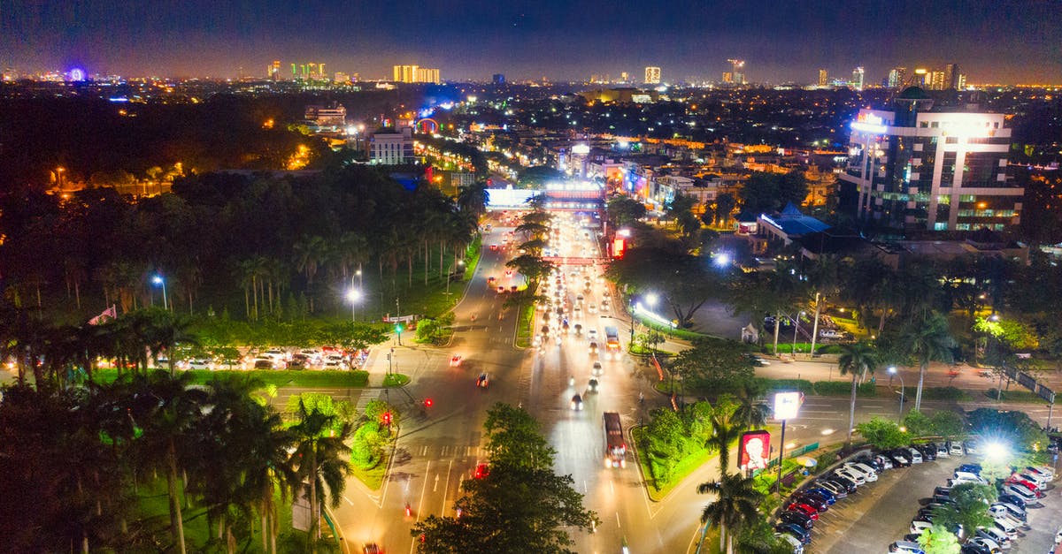 Is there any night transportation in Sumatra (Indonesia)? - Aerial View of City during Night Time