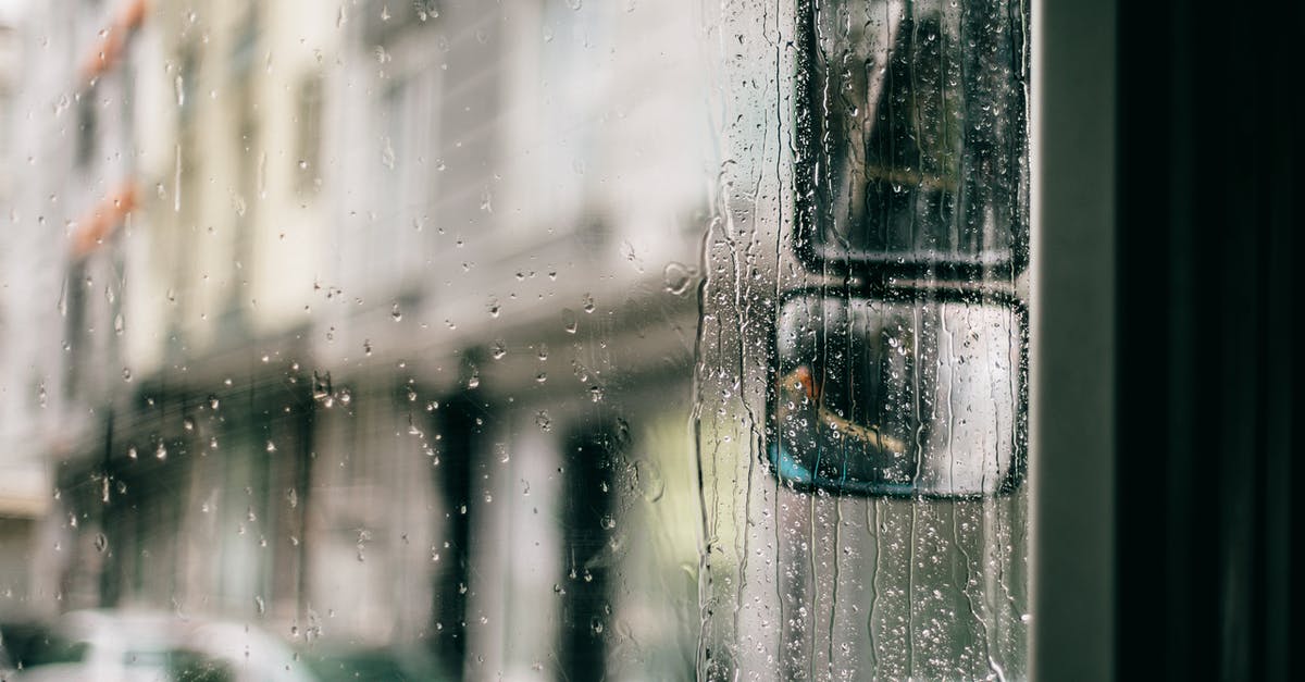 Japan: Car rental vs public transport - Wet windscreen of bus in rainy day