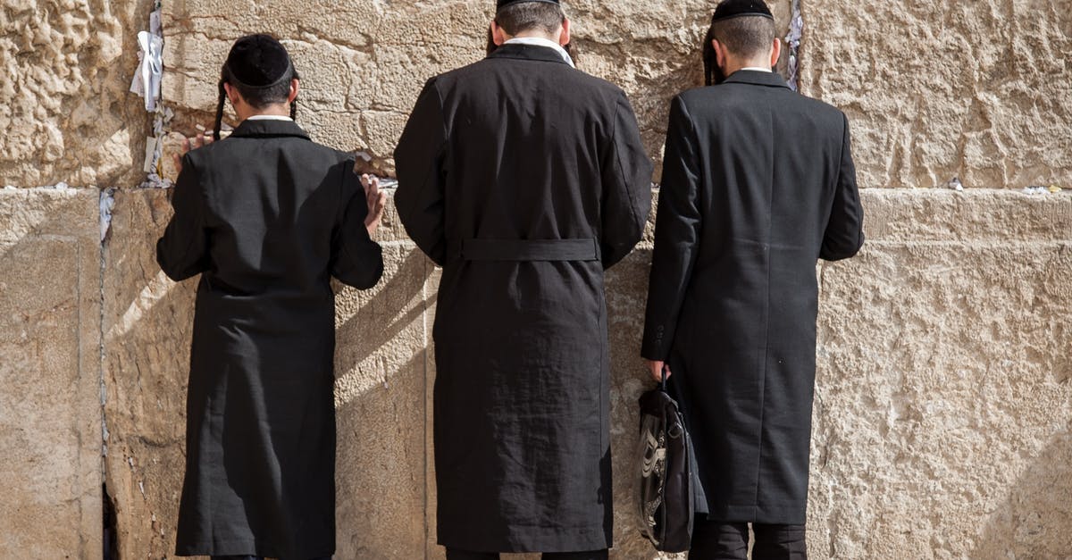 Jewish prayer services in Heathrow Airport - Anonymous religious Hasidim Jews during pray near Western Wall