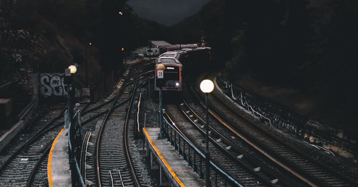 Late night taxis at the Rosslyn (Virginia) Station - Train on Railways during Nighttime