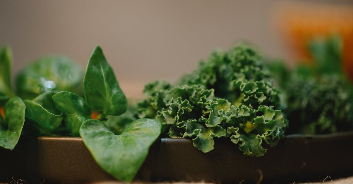 Leaving food on a plate in Russia - Plate with greens and spinach leaves placed on cloth covering table in kitchen