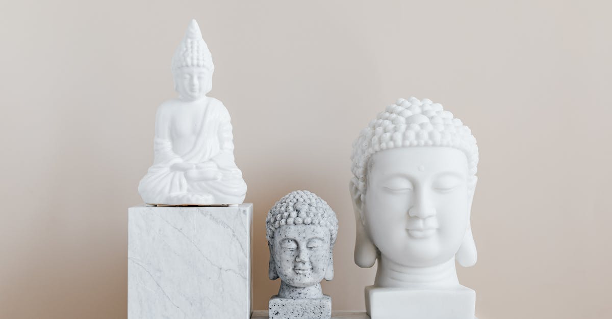 Locker size at Frankfurt (Main) Hbf [closed] - Collection of Asian busts and statue of Buddha made of white and gray stone with smooth surface on marble pedestal