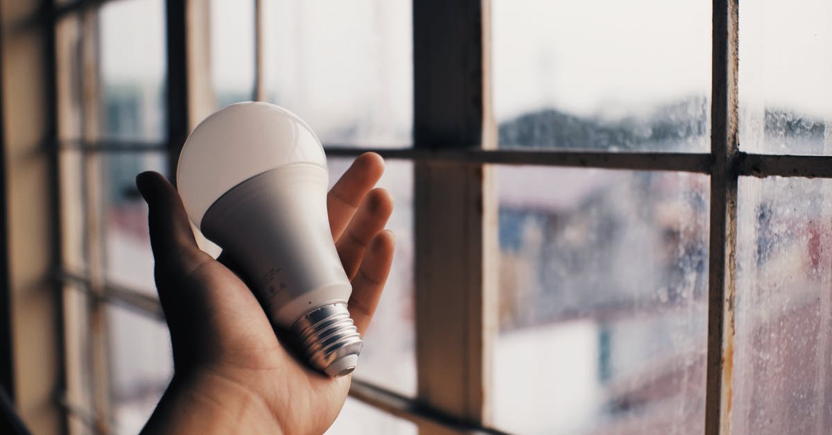 Lufthansa economy light personal item? - Person holding electric light bulb near window