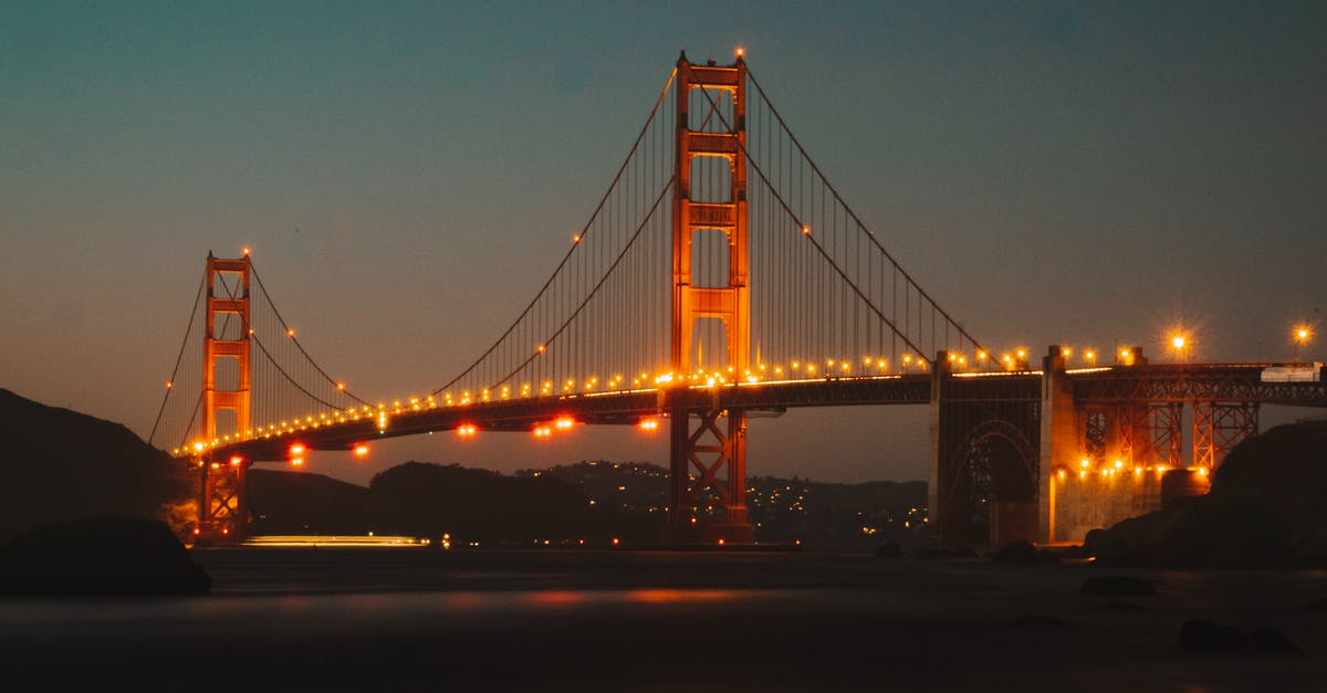 Minimum connection times at YUL, allowing for US pre-clearance - Lighted Golden Gate Bridge