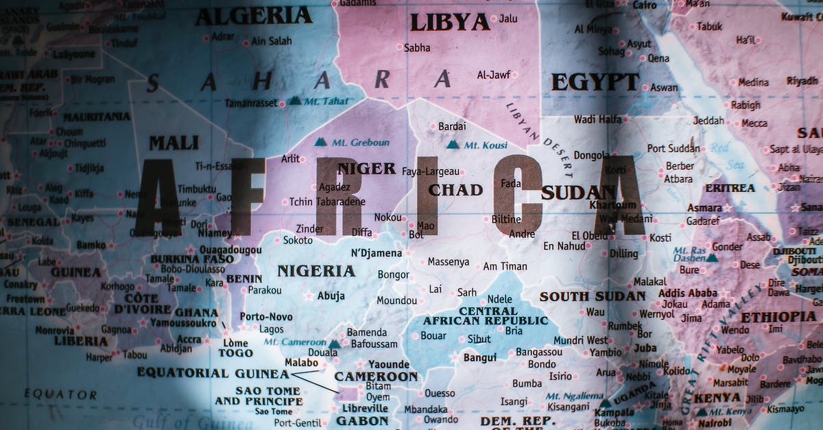 Most radioactive places on earth - Closeup of map of Africa with countries borders and water on sunny day