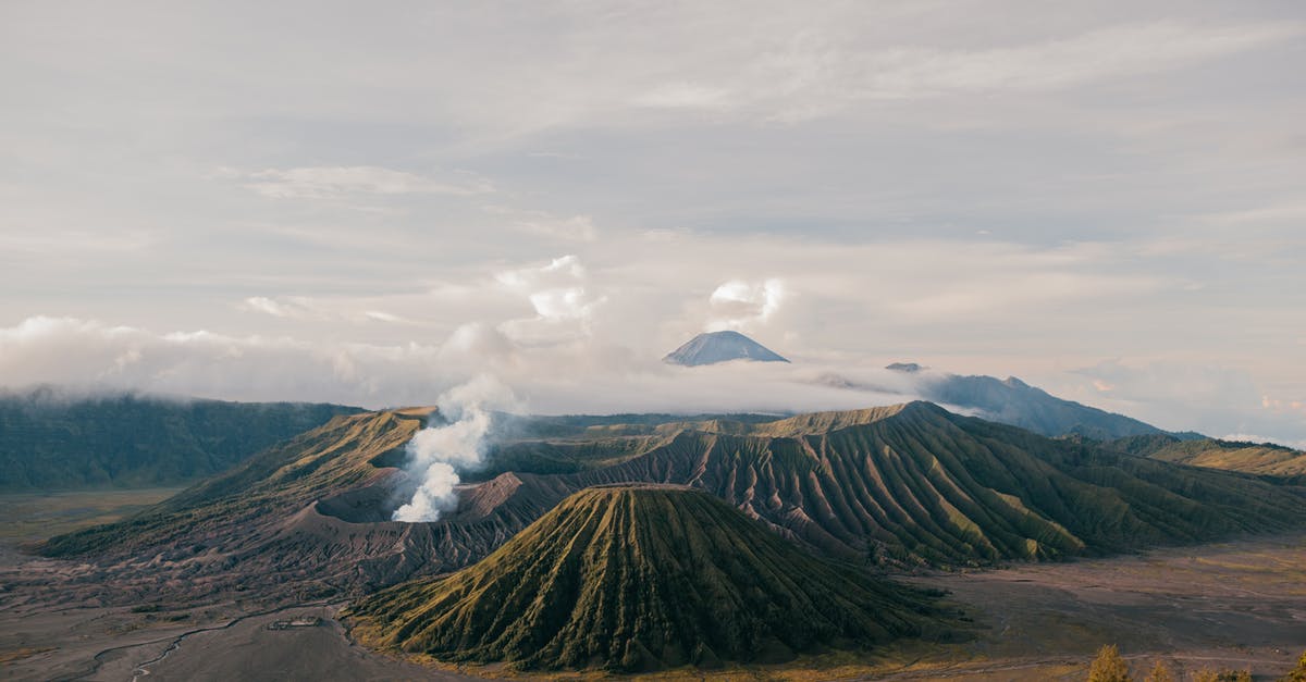 Mount Etna: from Nicolosi to Rifugio Sapienza on foot? - From above of picturesque scenery of volcanic mountains located in vast desolate terrain under cloudy sky