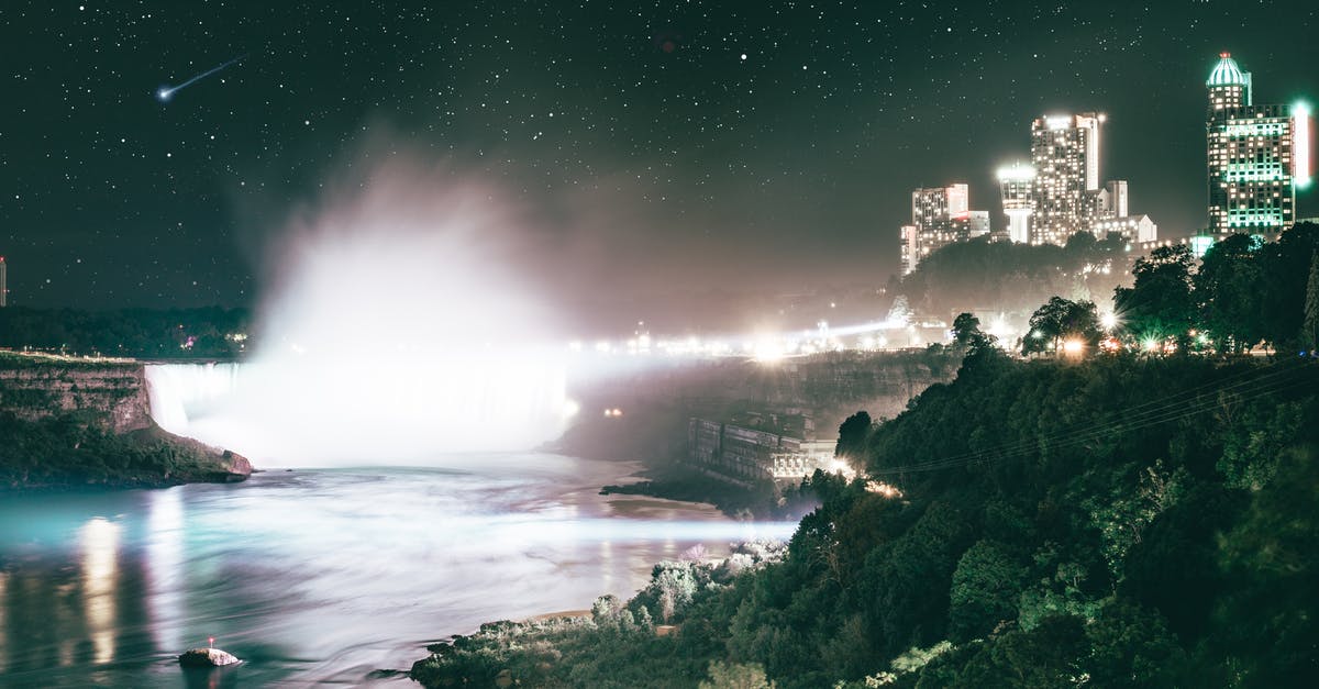 Multiple border crossings between Canada and USA - View Of Niagara Falls And The Cityscape At Night