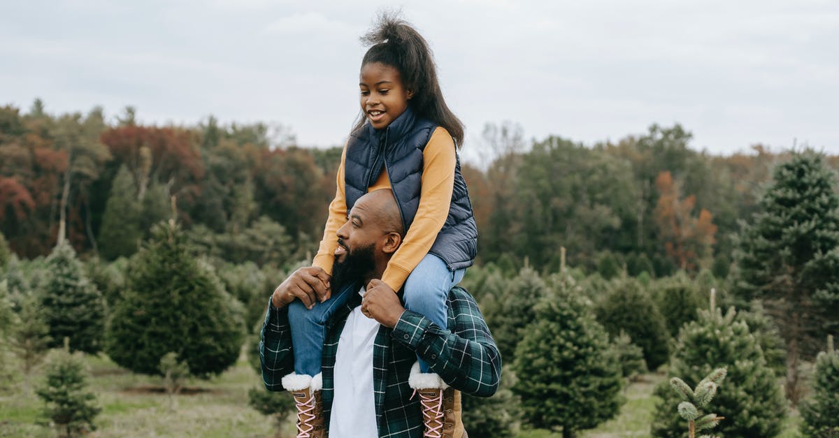 My Dad has two passports with different names [closed] - Black father carrying daughter on shoulders in tree farm