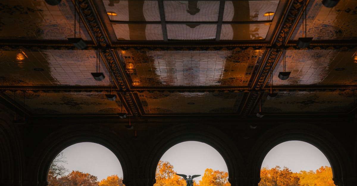 New York park along an old elevated railway? - Arched passages with columns in park