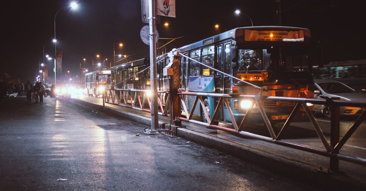 Night buses from Bangkok to Hua Hin - A Moving Buses on the Road at Night