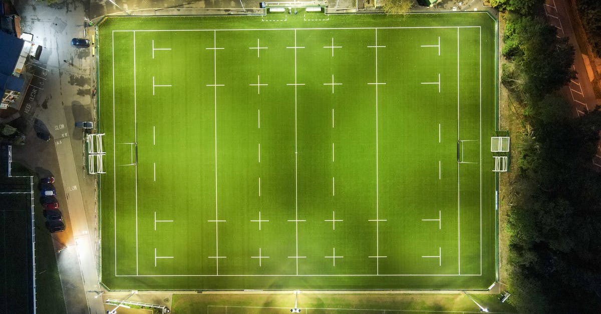Night trains from Cairo to Luxor/Aswan? - Aerial view of green well groomed illuminated rugby field located at roadside in countryside at night