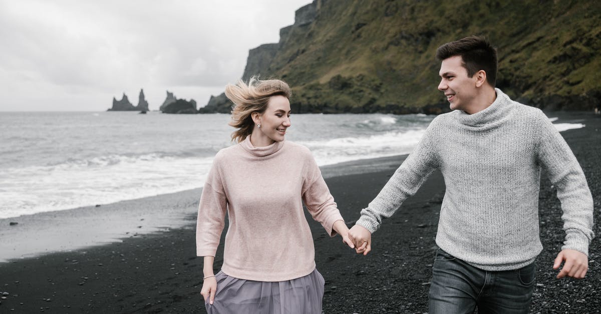 North Sea to Black Sea by own yacht [closed] - Happy newlyweds enjoying honeymoon on black sandy seashore in autumn