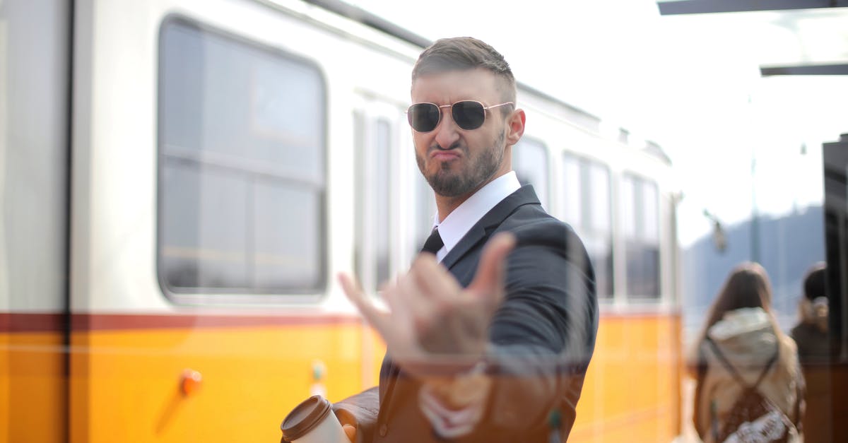 Offline public transportation trip planning for Rome - A Man In Black Suit Standing Near White ad Yellow Train