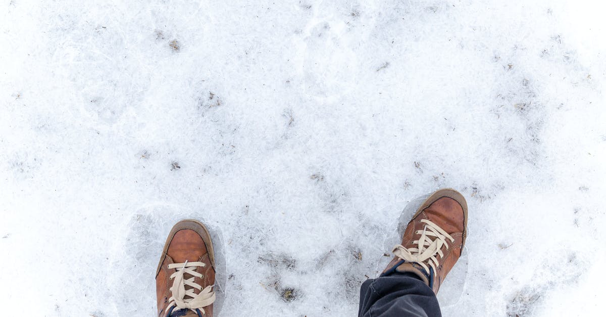 One person not traveling first leg of the journey - Person Wearing Brown Low-top Sneakers Standing on Snow-covered Floor