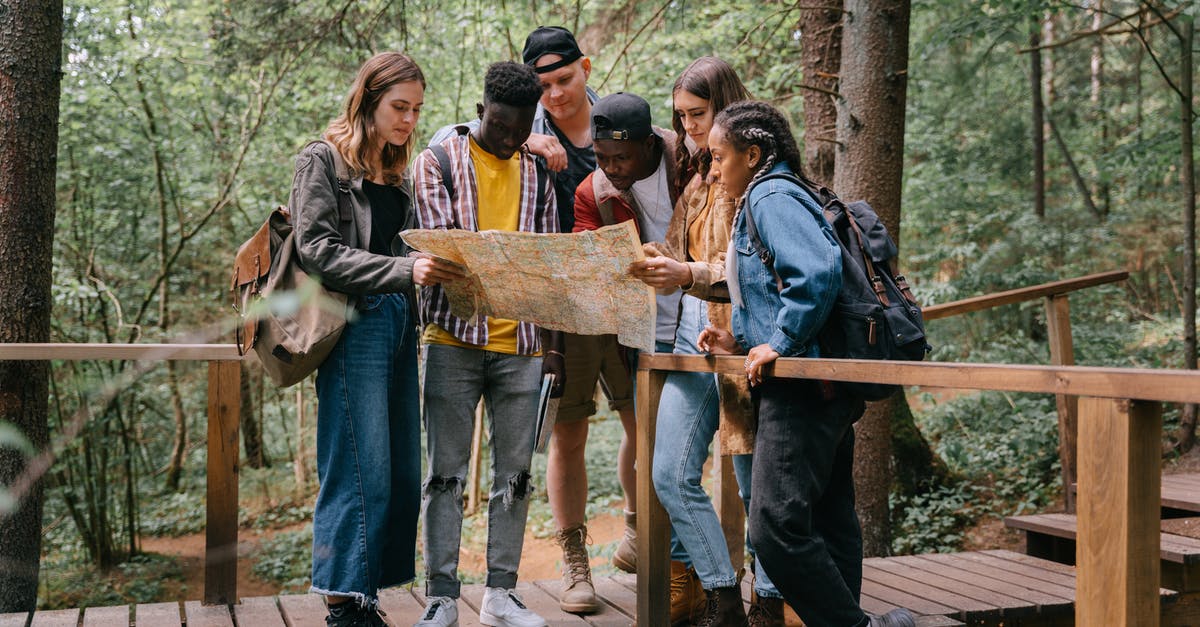 Online hiking map for Alps - People Standing on a Wooden Bridge while Reading a Map