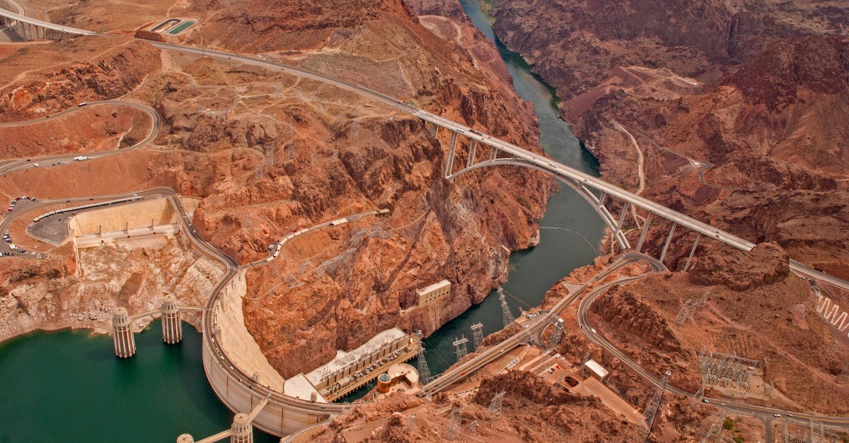 Open spillways at Itaipu Dam - Aerial View of Bridge over River