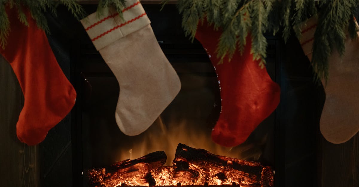 Paris in Jan Christmas decorations - Christmas Socks Hanging at a Fireplace