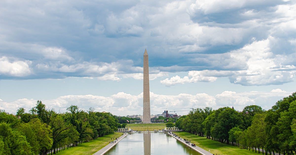 Parking in Washington DC - Lincoln Memorial Reflecting Pool with the Washington Monument under Cloudy Sky