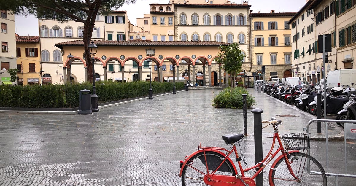 Parking rules for motorbikes in Rome, Italy - Bike Locked in a Pole