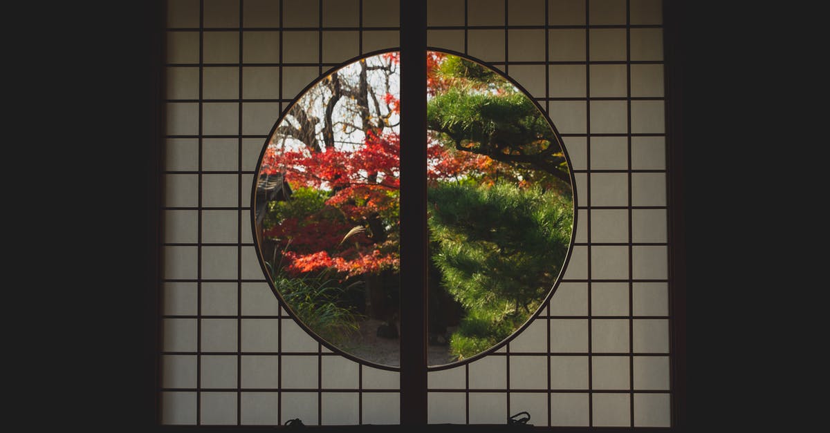 Passing through Japanese customs with a tax-free knife [duplicate] - Window in Japanese style with view of trees in autumn