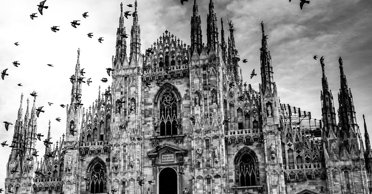 Passport control when flying from Romania to Italy - Moncohrome Photo of Duomo di Milano 