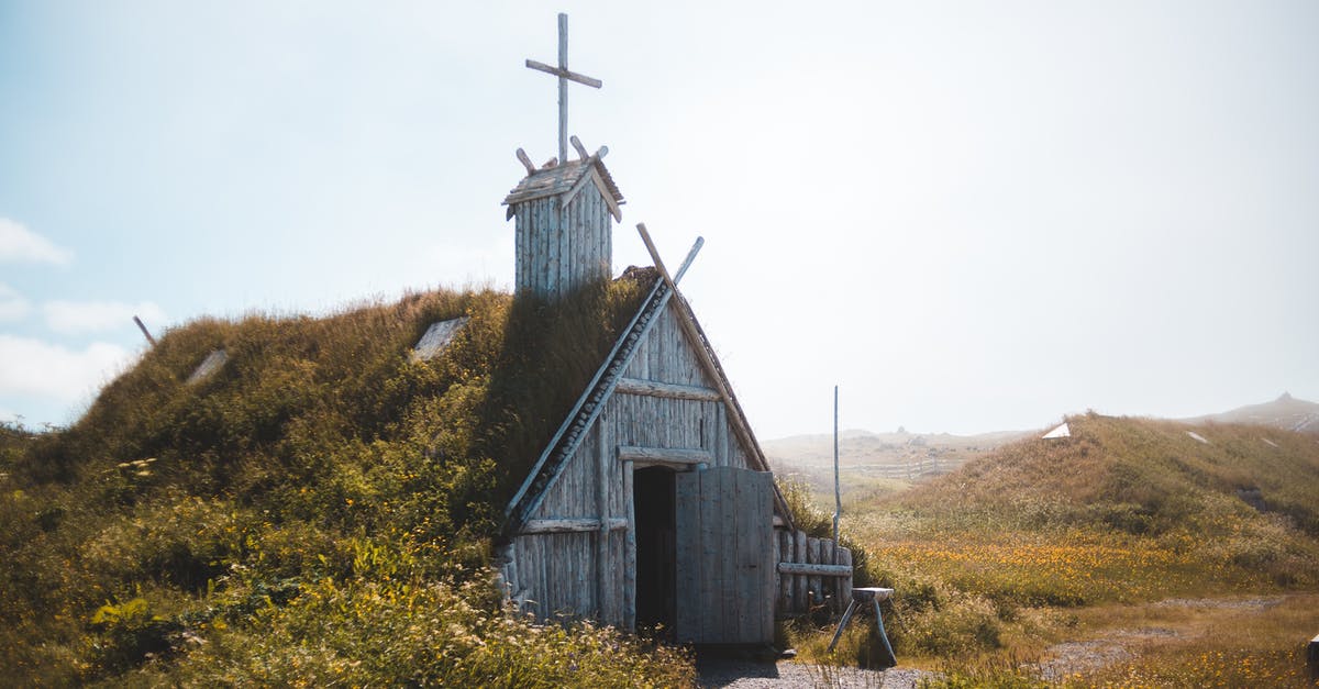 Passport Validity to cross Border to Canada - Aged wooden church on grassy meadow in sunlight