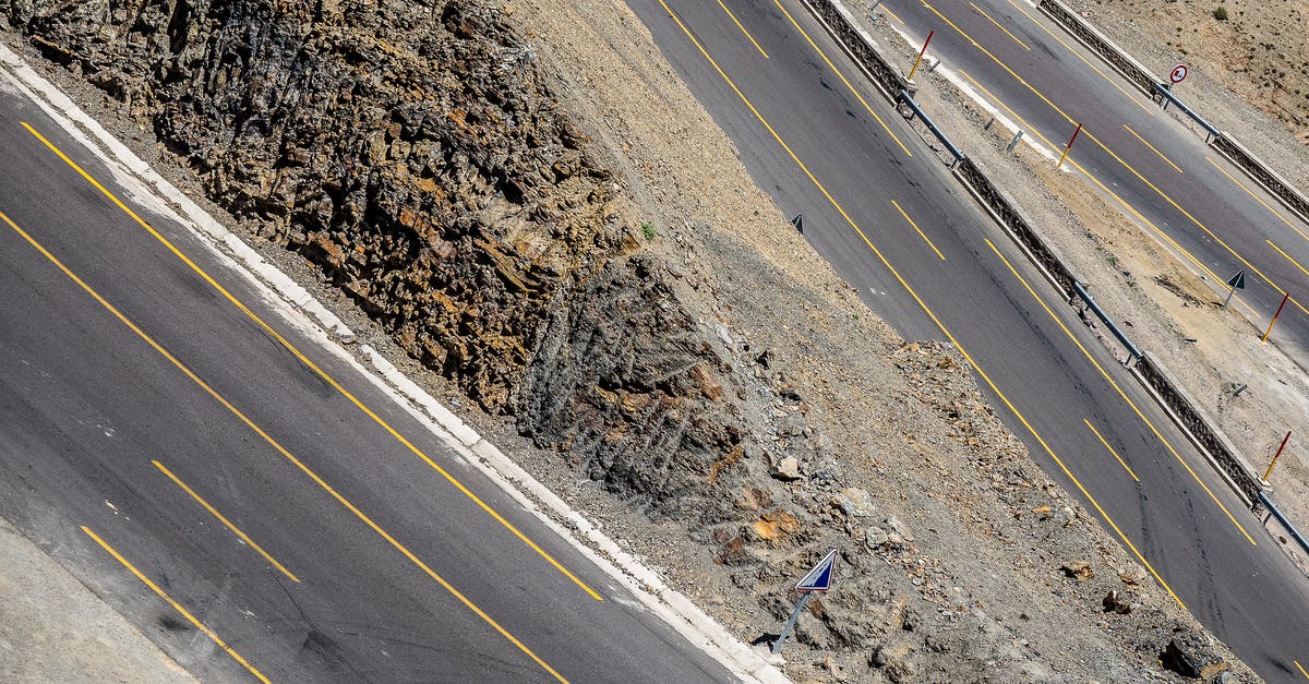 Placename abbreviations on British roads - Aerial View of Empty Roads in Mountain Region