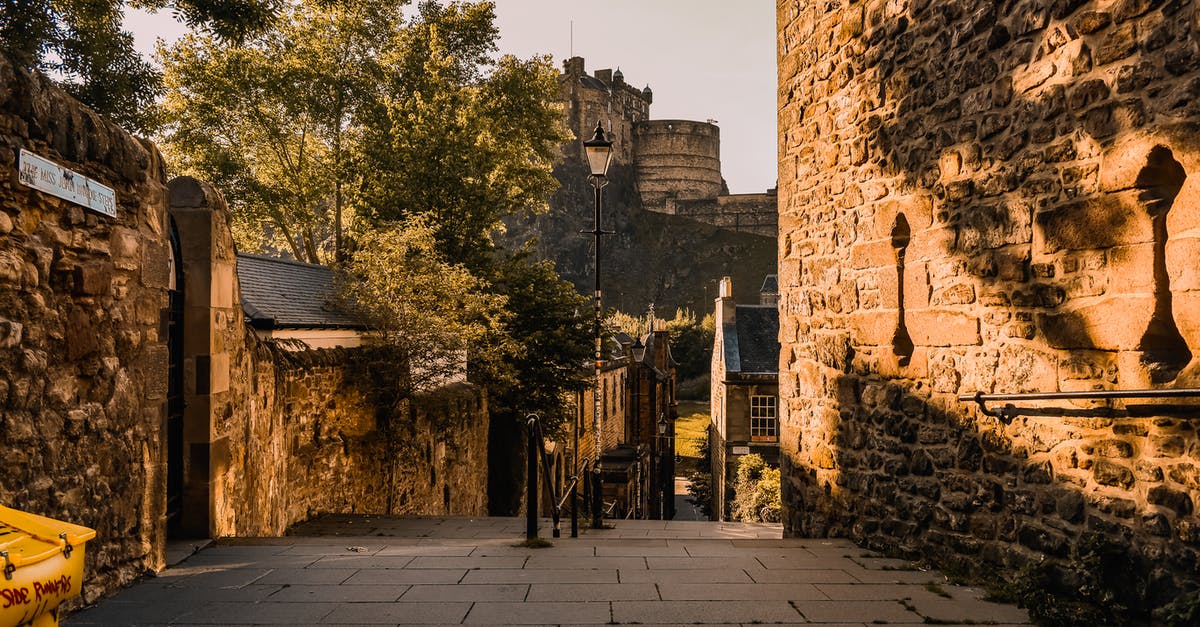 Poncho in Scotland - Street in Edinburgh with the View on the Edinburgh Castle