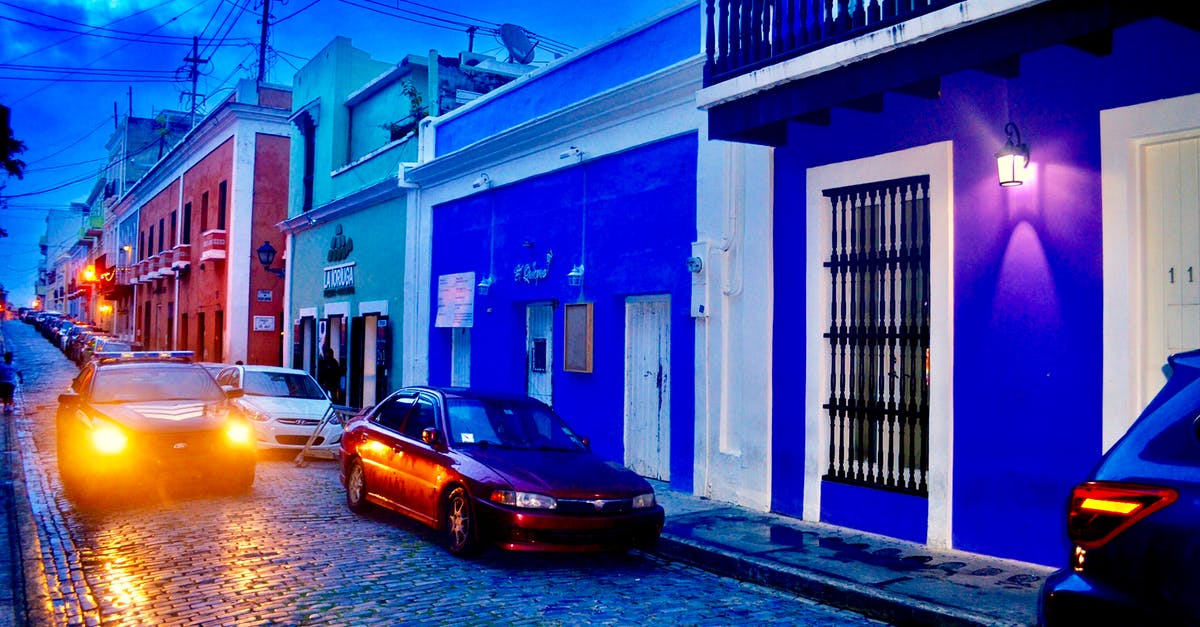 Portuguese gendarmerie cars with continuous blue lights - Police Mobile Passed by Near to Red Car