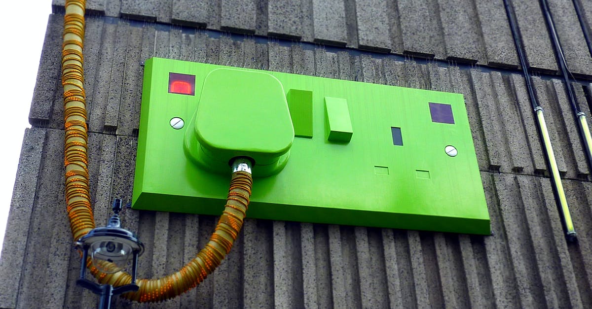 Proper policy on using electrical plug outlets in Toronto Pearson International Airport - Green Rectangular Corded Machine on Grey Wall during Daytime