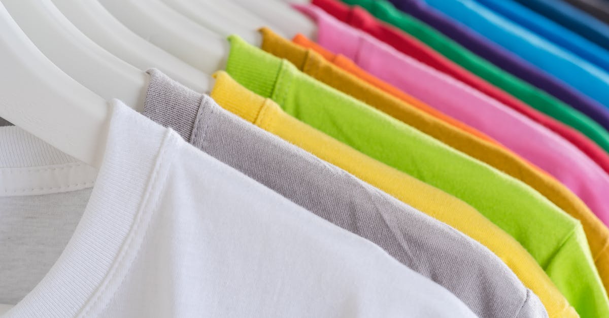 Rail premium Tatkal [closed] - Closeup bright multicolored soft cotton t shirts hanging on rail in well organized wardrobe