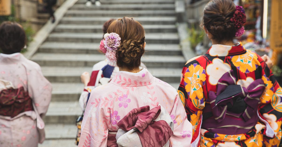 Resource for local cuisines and specialties across Japan - Anonymous women in traditional apparel in city