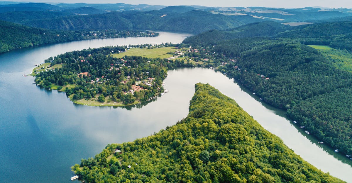 River swimming near Chinon in France's Loire Valley - Aerial View of River