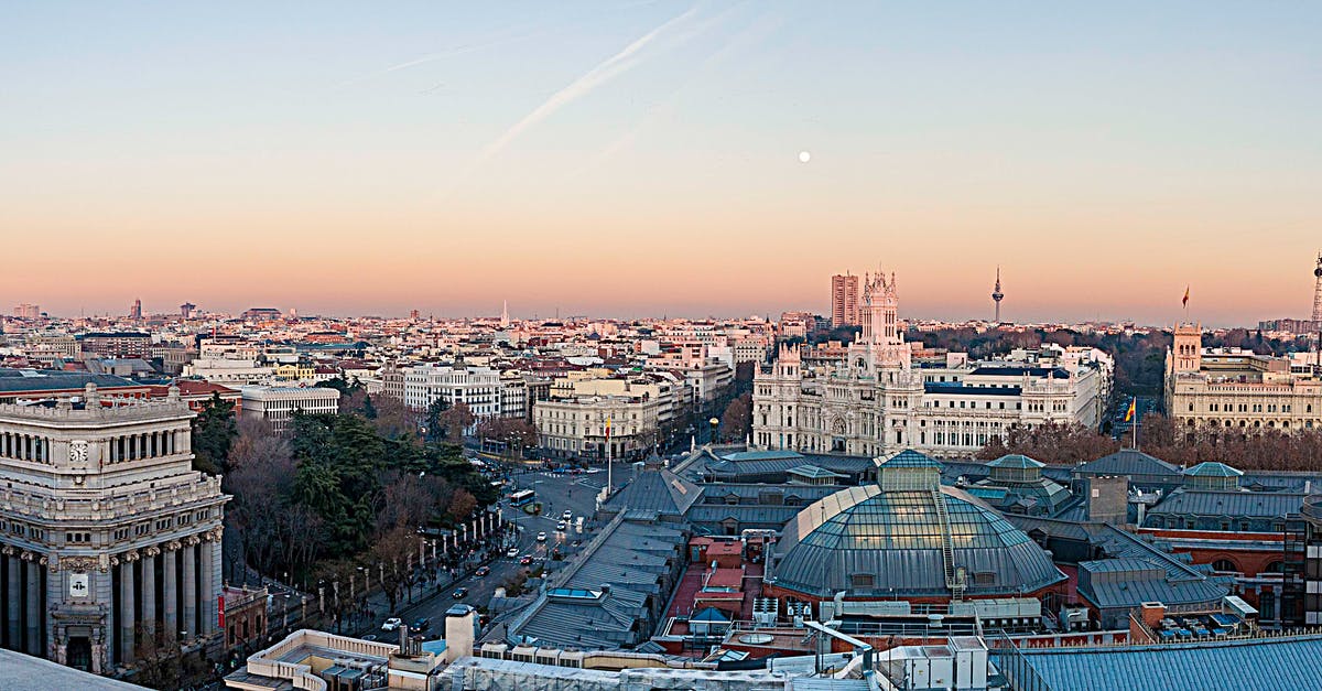 Roads classification in Spain - View of Madrid during Sunset