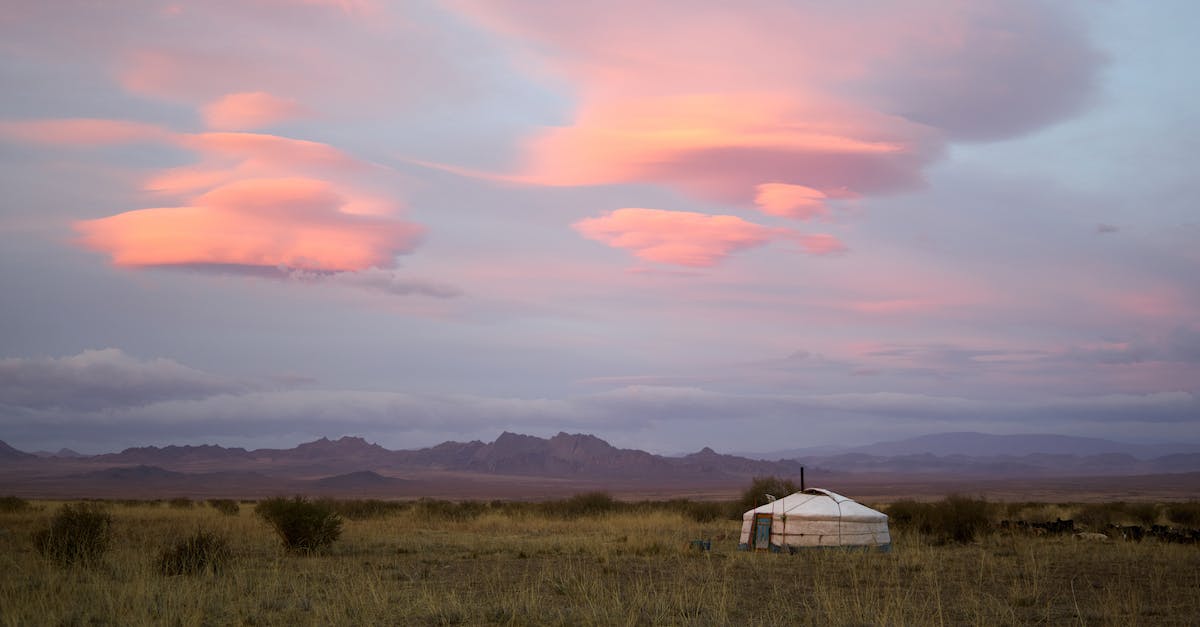 Romantic restaurants in ski area in Austria - Lonely Mongolian yurt in countryside during sunrise