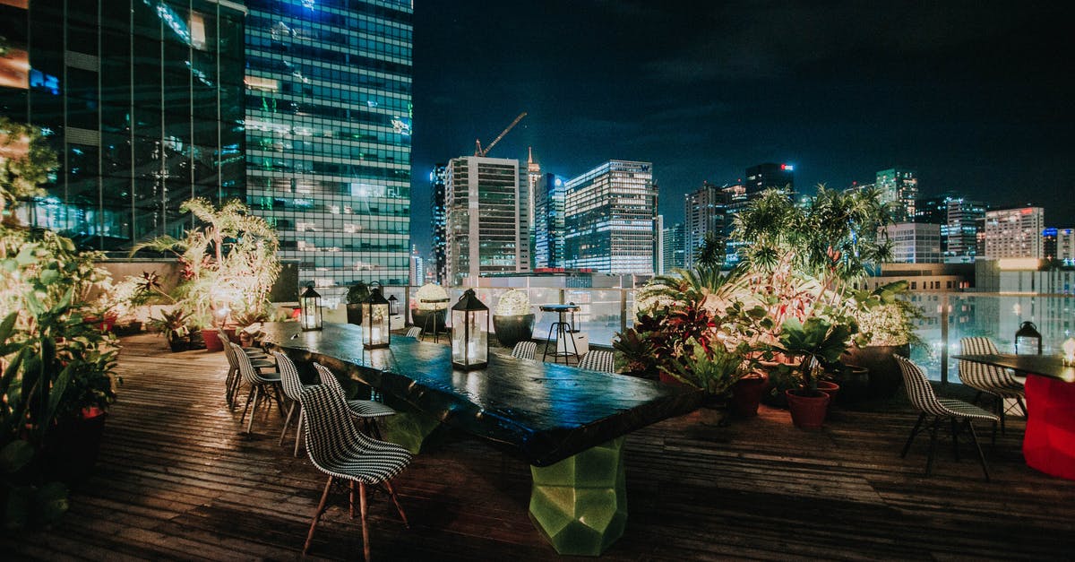 Rooftop restaurant in Santiago, Chile - View Of The Cityscape From A Rooftop Garden Restaurant At Night