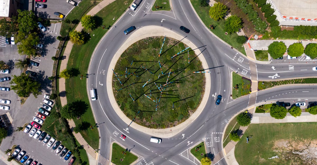 Roundabout in left drive countries - Vehicles Passing On A Roundabout